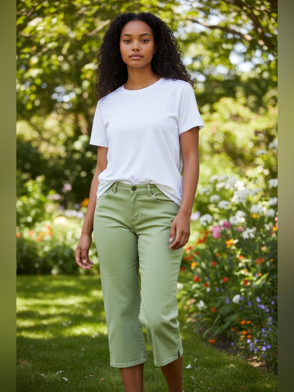 Talbots Petite Stretch Cropped Pants in Pale Lime